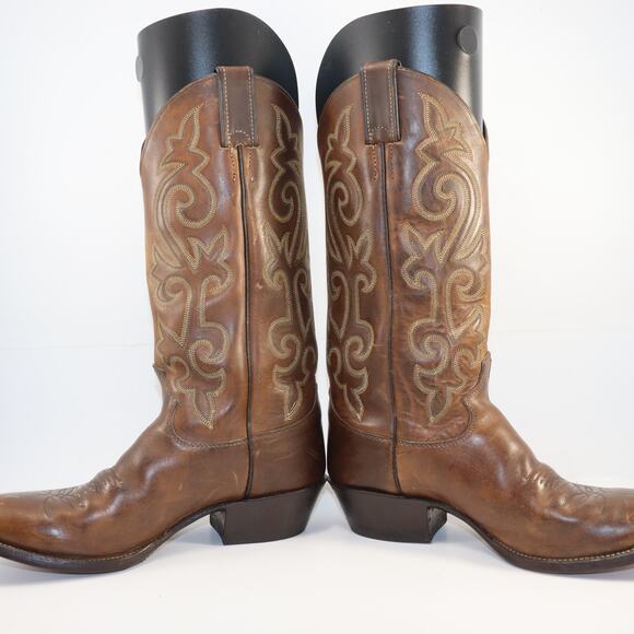 Justin Western Cowboy Boots Style 2253 Brown Leather Men’s Size 8.5D - Picture 4 of 7